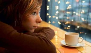 lonely girl in cafe