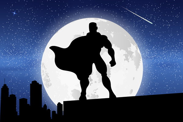 Superhero in the moonlight