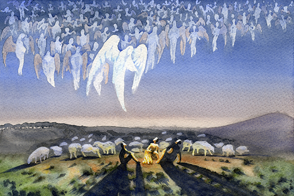 Heavenly host. The appearance of the angel to the shepherds